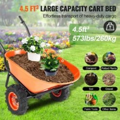 7 Cu. Ft. Load & 573 Lbs. Capacity Plastic Electric Wheelbarrow Cart 500 W Powered Utility Wagon Dump Cart Garden Cart 14 7 Cu. Ft. Load & 573 Lbs. Capacity Plastic Electric Wheelbarrow Cart 500 W Powered Utility Wagon Dump Cart Garden Cart -Patio Furniture Shop vevor garden carts ddl2lhytc2jljvuc6v1 44 1000