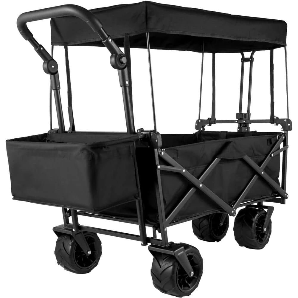 3 Cu.ft. Collapsible Folding Outdoor Wagon Cart 600D Oxford Polyester Foldable Steel Camping Folding Garden Cart, Black 3 3 Cu.ft. Collapsible Folding Outdoor Wagon Cart 600D Oxford Polyester Foldable Steel Camping Folding Garden Cart, Black