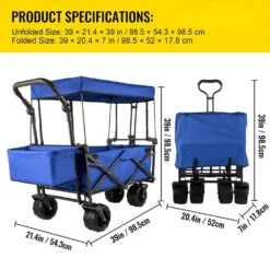 3 Cu.ft. Collapsible Wagon Cart Foldable Extra Large Collapsible Steel Garden Cart With Adjustable Handles, Blue 16 3 Cu.ft. Collapsible Wagon Cart Foldable Extra Large Collapsible Steel Garden Cart With Adjustable Handles, Blue -Patio Furniture Shop vevor garden carts dzdptc buhsku0001v0 76 1000