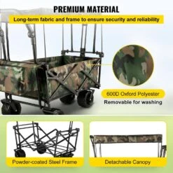 3 Cu.ft. Collapsible Folding Outdoor Utility Wagon Steel Collapsible Garden Cart With Removable Canopy, Camouflage -Patio Furniture Shop vevor garden carts dzdptc mcshsku001v0 1f 1000