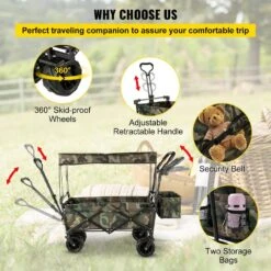 3 Cu.ft. Collapsible Folding Outdoor Utility Wagon Steel Collapsible Garden Cart With Removable Canopy, Camouflage -Patio Furniture Shop vevor garden carts dzdptc mcshsku001v0 fa 1000