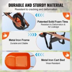 Wheelbarrow Cart, 6 Cu. Ft. Load And 330 Lbs. Capacity, 1-Wheel Garden Dump Cartwheel Barrow With Handle 16 In. Plastic -Patio Furniture Shop vevor garden carts fdl2lhytc1jl101icv0 4f 1000