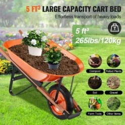 Wheel Barrow Cart 5 Cu. Ft. Load, 330 Lbs. Capacity 1-Wheel Garden Dump Cart, Garden Wagon 13 Wheel Barrow Cart 5 Cu. Ft. Load, 330 Lbs. Capacity 1-Wheel Garden Dump Cart, Garden Wagon -Patio Furniture Shop vevor garden carts fdl2lhytc1jldoix6v0 1f 1000