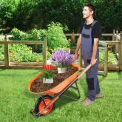 Wheel Barrow Cart 5 Cu. Ft. Load, 330 Lbs. Capacity 1-Wheel Garden Dump Cart, Garden Wagon 17 Wheel Barrow Cart 5 Cu. Ft. Load, 330 Lbs. Capacity 1-Wheel Garden Dump Cart, Garden Wagon -Patio Furniture Shop vevor garden carts fdl2lhytc1jldoix6v0 31 1000