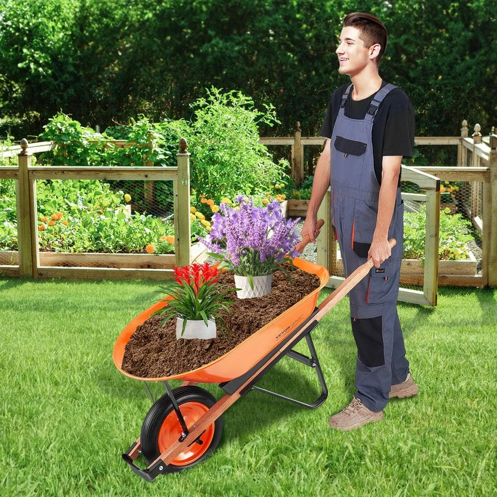 Wheel Barrow Cart 5 Cu. Ft. Load, 330 Lbs. Capacity 1-Wheel Garden Dump Cart, Garden Wagon 10 Wheel Barrow Cart 5 Cu. Ft. Load, 330 Lbs. Capacity 1-Wheel Garden Dump Cart, Garden Wagon - Image 8