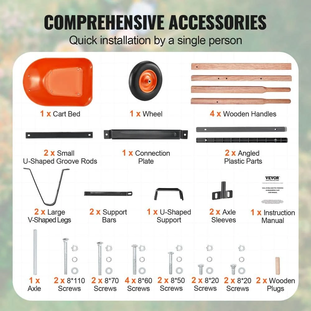 Wheel Barrow Cart 5 Cu. Ft. Load, 330 Lbs. Capacity 1-Wheel Garden Dump Cart, Garden Wagon 7 Wheel Barrow Cart 5 Cu. Ft. Load, 330 Lbs. Capacity 1-Wheel Garden Dump Cart, Garden Wagon - Image 5
