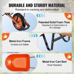 Wheel Barrow Cart 5 Cu. Ft. Load, 330 Lbs. Capacity 1-Wheel Garden Dump Cart, Garden Wagon 12 Wheel Barrow Cart 5 Cu. Ft. Load, 330 Lbs. Capacity 1-Wheel Garden Dump Cart, Garden Wagon -Patio Furniture Shop vevor garden carts fdl2lhytc1jldoix6v0 4f 1000