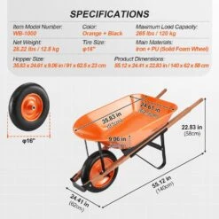 Wheel Barrow Cart 5 Cu. Ft. Load, 330 Lbs. Capacity 1-Wheel Garden Dump Cart, Garden Wagon 16 Wheel Barrow Cart 5 Cu. Ft. Load, 330 Lbs. Capacity 1-Wheel Garden Dump Cart, Garden Wagon -Patio Furniture Shop vevor garden carts fdl2lhytc1jldoix6v0 76 1000