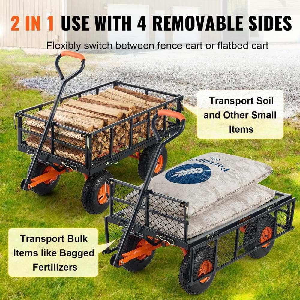 Dump Cart 3.2 Cu. Ft. Metal Garden Cart With Easy To Assemble Frame Dump Wagon With 2-in-1 Convertible Handle 6 Dump Cart 3.2 Cu. Ft. Metal Garden Cart With Easy To Assemble Frame Dump Wagon With 2-in-1 Convertible Handle - Image 4