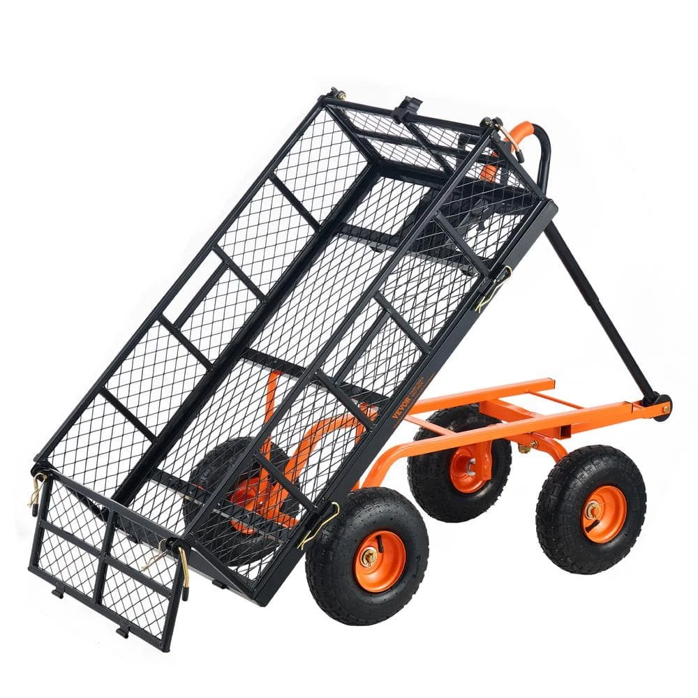 Dump Cart 3.2 Cu. Ft. Metal Garden Cart With Easy To Assemble Frame Dump Wagon With 2-in-1 Convertible Handle 3 Dump Cart 3.2 Cu. Ft. Metal Garden Cart With Easy To Assemble Frame Dump Wagon With 2-in-1 Convertible Handle