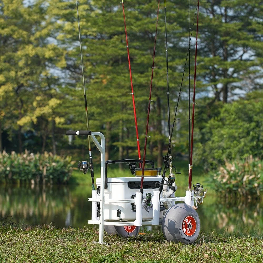 2.0 Cu.ft. Beach Fishing Cart 300 Lbs. Heavy-Duty Steel Fish And Marine Cart Garden Cart With 2 X 13 In. PU Balloon Tire 10 2.0 Cu.ft. Beach Fishing Cart 300 Lbs. Heavy-Duty Steel Fish And Marine Cart Garden Cart With 2 X 13 In. PU Balloon Tire - Image 8