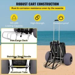 Beach Carts 29.5 In. To 49.2 In. Height Folding Sand Cart 165 Lbs. Loading With 13 In. TPU Balloon Wheel For Picnic Fish 14 Beach Carts 29.5 In. To 49.2 In. Height Folding Sand Cart 165 Lbs. Loading With 13 In. TPU Balloon Wheel For Picnic Fish -Patio Furniture Shop vevor garden carts phtstcycbdz12ujutv0 44 1000