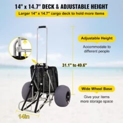Beach Carts 29.5 In. To 49.2 In. Height Folding Sand Cart 165 Lbs. Loading With 13 In. TPU Balloon Wheel For Picnic Fish 12 Beach Carts 29.5 In. To 49.2 In. Height Folding Sand Cart 165 Lbs. Loading With 13 In. TPU Balloon Wheel For Picnic Fish -Patio Furniture Shop vevor garden carts phtstcycbdz12ujutv0 4f 1000