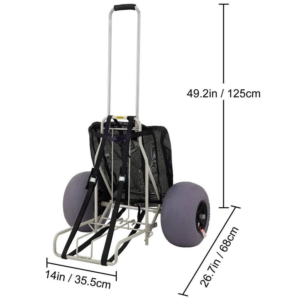 Beach Carts 29.5 In. To 49.2 In. Height Folding Sand Cart 165 Lbs. Loading With 13 In. TPU Balloon Wheel For Picnic Fish 9 Beach Carts 29.5 In. To 49.2 In. Height Folding Sand Cart 165 Lbs. Loading With 13 In. TPU Balloon Wheel For Picnic Fish - Image 7