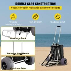 Beach Carts For The Sand PVC Wheels Blade 14 In. X 14.7 In. Cargo Deck 165 Lbs. Loading Folding Sand Cart Garden Cart -Patio Furniture Shop vevor garden carts phtstcycjztp97fc2v0 44 1000