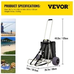 Beach Carts For The Sand PVC Wheels Blade 14 In. X 14.7 In. Cargo Deck 165 Lbs. Loading Folding Sand Cart Garden Cart -Patio Furniture Shop vevor garden carts phtstcycjztp97fc2v0 76 1000