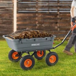 6.48 Cu. Ft. Steel Frame Poly Garden Dump Cart Dump Wagon Garden Cart Dump Cart With 2-in-1 -Patio Furniture Shop vevor garden carts slzxtc1200b0xeev4v0 31 1000