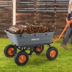 7 Cu. Ft. Dump Cart Poly Garden Cart With 1500 Lbs.. Capacity Steel Frame Dump Wagon With 2-in-1 Garden Cart -Patio Furniture Shop vevor garden carts slzxtc1500b0fp7zkv0 31 1000