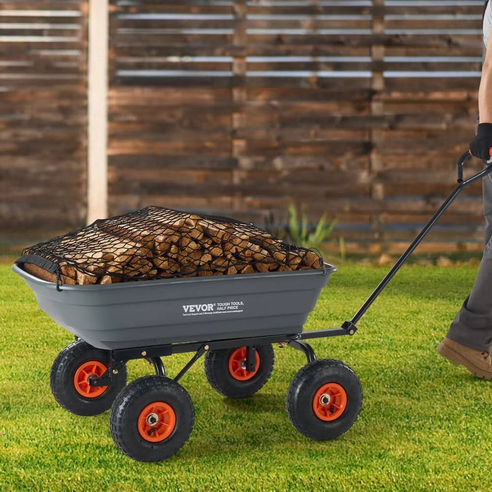 4 Cu. Ft. Dump Cart Poly With Easy To Assemble Steel Frame Dump Wagon With 2-in-1 Convertible Handle Garden Cart 10 4 Cu. Ft. Dump Cart Poly With Easy To Assemble Steel Frame Dump Wagon With 2-in-1 Convertible Handle Garden Cart - Image 8