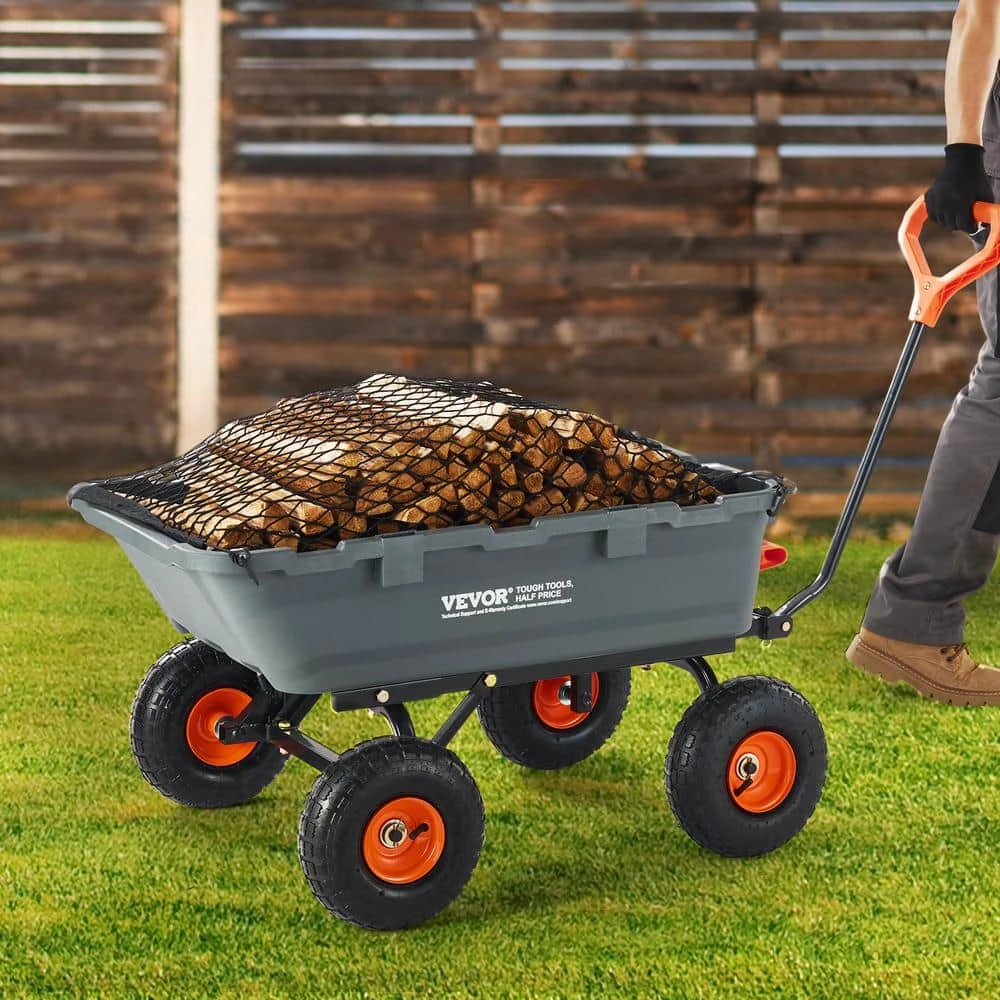 3.1 Cu. Ft. Dump Cart Poly Steel Frame Dump Wagon With 2-in-1 Convertible Handle Utility Garden Cart 10 3.1 Cu. Ft. Dump Cart Poly Steel Frame Dump Wagon With 2-in-1 Convertible Handle Utility Garden Cart - Image 8