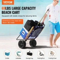 Beach Dolly With Big Wheels For Sand 8 Cu Ft PU Steel Garden Cart Cargo Deck 69 Lbs. Loading Capacity Folding -Patio Furniture Shop vevor garden carts sttcxg10inch3uv59v0 c3 1000