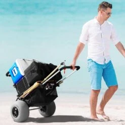 Beach Dolly With Big Wheels For Sand 11 Cu. Ft. Steel Garden Carts 29.9 In. X 15.4 In. Cargo Deck 165 Lbs. Load Capacity -Patio Furniture Shop vevor garden carts sttcxlhj12inosartv0 31 1000