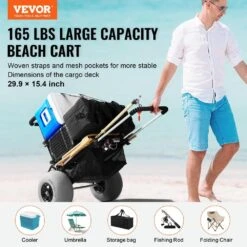 Beach Dolly With Big Wheels For Sand 11 Cu. Ft. Steel Garden Carts 29.9 In. X 15.4 In. Cargo Deck 165 Lbs. Load Capacity -Patio Furniture Shop vevor garden carts sttcxlhj12inosartv0 c3 1000