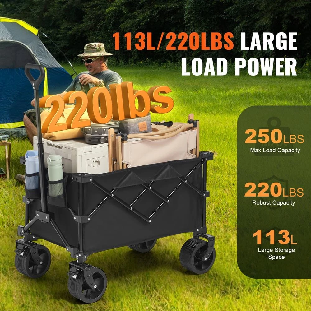 6 Cu. Ft. Steel Garden Cart Collapsible Folding Wagon 113 L Beach Wagon Cart Folding Wagon Cart Max 250 Lbs. 4 6 Cu. Ft. Steel Garden Cart Collapsible Folding Wagon 113 L Beach Wagon Cart Folding Wagon Cart Max 250 Lbs. - Image 2