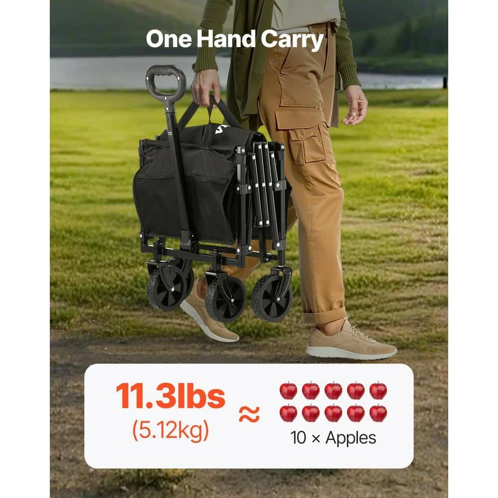 1.96 Cu Ft., Steel, Collapsible Wagon Garden Carts, All-Terrain Wheels, Heavy Duty Outdoor Utility Cart, Black 9 1.96 Cu Ft., Steel, Collapsible Wagon Garden Carts, All-Terrain Wheels, Heavy Duty Outdoor Utility Cart, Black - Image 7