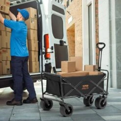 Collapsible Folding Wagon 3 Cu.ft Steel Beach Wagon Cart With All-Terrain Wheels Heavy-Duty Folding Wagon Garden Cart -Patio Furniture Shop vevor garden carts zdhybxsstchsfrw7mv0 31 1000