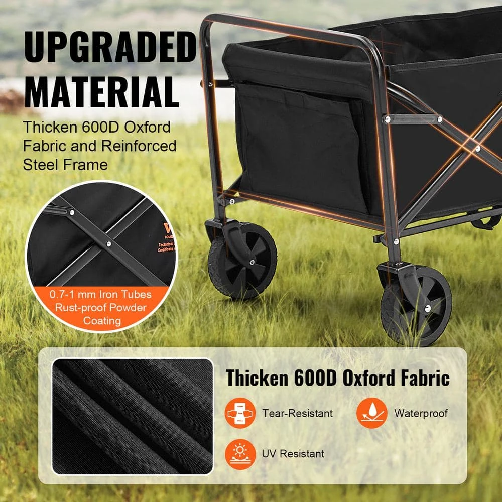 Collapsible Folding Wagon Cart 220 Lbs. Heavy-Duty Garden Carts Foldable With Wheels 2 Cu. Ft. Steel Garden Cart Wagon 5 Collapsible Folding Wagon Cart 220 Lbs. Heavy-Duty Garden Carts Foldable With Wheels 2 Cu. Ft. Steel Garden Cart Wagon - Image 3