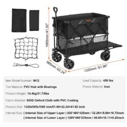 Collapsible Folding Wagon 14.12 Cu.ft Steel Beach Wagon Cart With All-Terrain Wheels Heavy-Duty Folding Garden Cart -Patio Furniture Shop vevor garden carts zdhybxsstchsxall9v0 76 1000