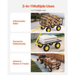1,400 Lbs. 13.48 Cu. Ft. Steel Garden Cart, Heavy Duty Pullable Garden Wagon Yard Cart 2 In 1 Yard Trailer 2025 Update -Patio Furniture Shop vevor garden carts zxhytchh1400qibnmv0 4f 1000