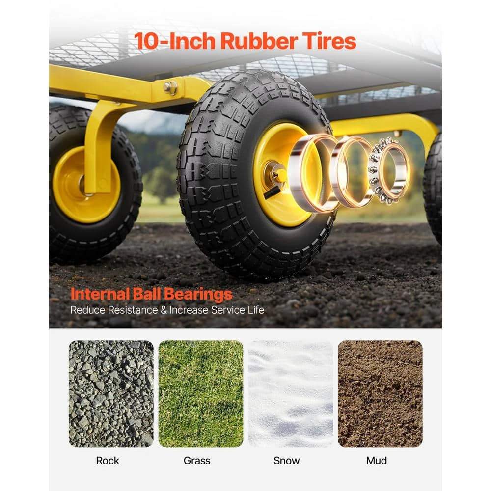 900 Lbs. 3.45 Cu. Ft. Heavy Duty Steel, Garden Cart, Garden Wagon Cart On Wheels, Outdoor Metal Yard Utility Wagon Carts 7 900 Lbs. 3.45 Cu. Ft. Heavy Duty Steel, Garden Cart, Garden Wagon Cart On Wheels, Outdoor Metal Yard Utility Wagon Carts - Image 5