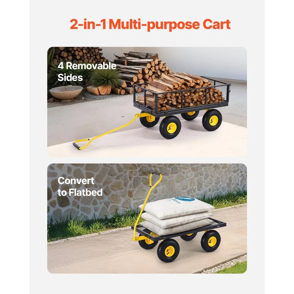 900 Lbs. 3.45 Cu. Ft. Heavy Duty Steel, Garden Cart, Garden Wagon Cart On Wheels, Outdoor Metal Yard Utility Wagon Carts 5 900 Lbs. 3.45 Cu. Ft. Heavy Duty Steel, Garden Cart, Garden Wagon Cart On Wheels, Outdoor Metal Yard Utility Wagon Carts - Image 3