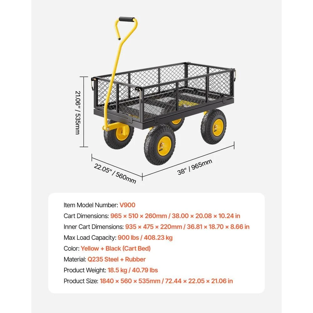 900 Lbs. 3.45 Cu. Ft. Heavy Duty Steel, Garden Cart, Garden Wagon Cart On Wheels, Outdoor Metal Yard Utility Wagon Carts 9 900 Lbs. 3.45 Cu. Ft. Heavy Duty Steel, Garden Cart, Garden Wagon Cart On Wheels, Outdoor Metal Yard Utility Wagon Carts - Image 7