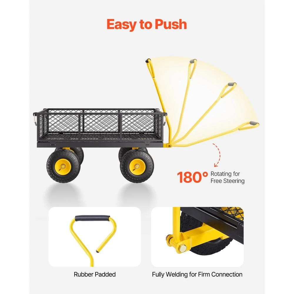 900 Lbs. 3.45 Cu. Ft. Heavy Duty Steel, Garden Cart, Garden Wagon Cart On Wheels, Outdoor Metal Yard Utility Wagon Carts 8 900 Lbs. 3.45 Cu. Ft. Heavy Duty Steel, Garden Cart, Garden Wagon Cart On Wheels, Outdoor Metal Yard Utility Wagon Carts - Image 6