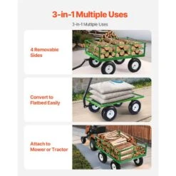 1200 Lbs. 9.03 Cu. Ft. Steel Garden Cart Pullable Garden Wagon Yard Cart 2 In 1 Outdoor Metal Utility Wagon Yard Trailer -Patio Furniture Shop vevor garden carts zxhytcls1200cpjjev0 4f 1000