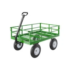 1200 Lbs. 9.03 Cu. Ft. Steel Garden Cart Pullable Garden Wagon Yard Cart 2 In 1 Outdoor Metal Utility Wagon Yard Trailer