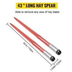 43 In. 1-3/4 In. Wide Square Hay Bale Spear Spike Garden Fork 3000 Lbs. Capacity, Red Coated (2-Pieces) -Patio Furniture Shop vevor garden forks cm45x1100 30002pcv0 76 1000
