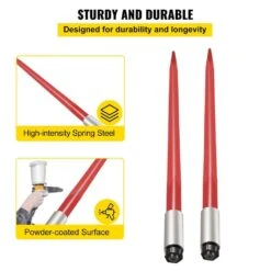 Pair Hay Bale Spear 39 In. Garden Fork Spike 1-3/4 In. 3000 Lbs. Red With Hex Nut Sleeve For Bucket Tractor Loader -Patio Furniture Shop vevor garden forks cm45x990 30002pcsv0 4f 1000
