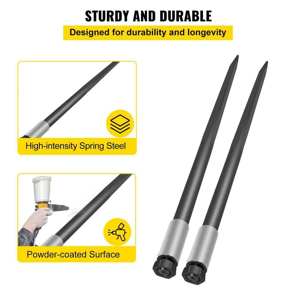 49 In. Hay Spear Spike Quick Attach Garden Forks 4000 Lbs. With Hex Nut And Sleeve For Buckets Tractors (2-Pieces) 5 49 In. Hay Spear Spike Quick Attach Garden Forks 4000 Lbs. With Hex Nut And Sleeve For Buckets Tractors (2-Pieces) - Image 3