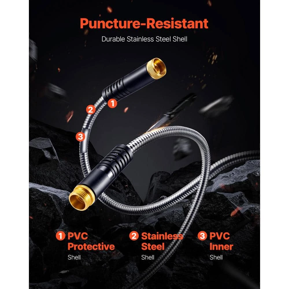 Metal Garden Hose. Fitting Size X 100 Ft. Rust Proof Stainless Steel Water Hose, Heavy Duty Backyard Hose. 4 Metal Garden Hose. Fitting Size X 100 Ft. Rust Proof Stainless Steel Water Hose, Heavy Duty Backyard Hose. - Image 2