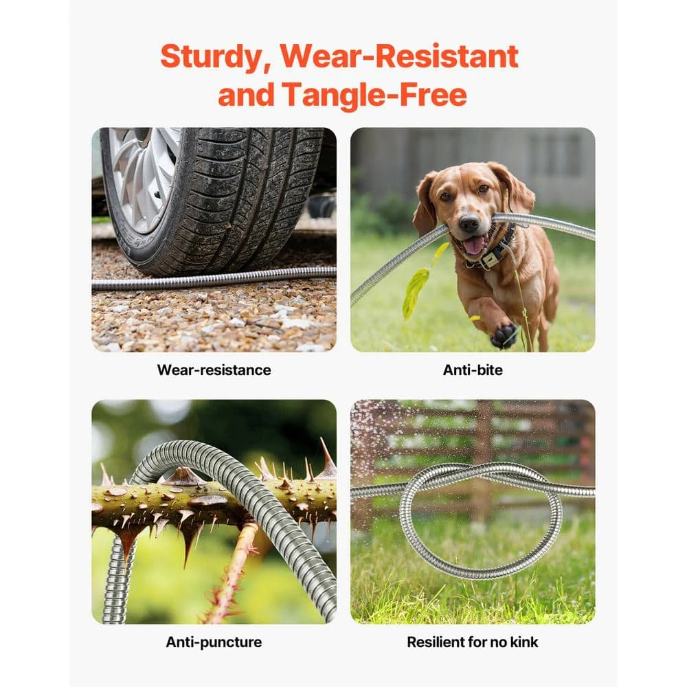 Metal Garden Hose 0.38 In. Dia. X 75 Ft., Rust Proof Stainless Steel Water Hose, Heavy Duty Hose With 10 Function Nozzle 5 Metal Garden Hose 0.38 In. Dia. X 75 Ft., Rust Proof Stainless Steel Water Hose, Heavy Duty Hose With 10 Function Nozzle - Image 3