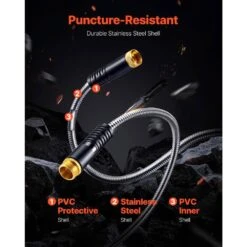 Metal Garden Hose 0.38 In. Dia. X 75 Ft., Rust Proof Stainless Steel Water Hose, Heavy Duty Hose With 10 Function Nozzle 11 Metal Garden Hose 0.38 In. Dia. X 75 Ft., Rust Proof Stainless Steel Water Hose, Heavy Duty Hose With 10 Function Nozzle -Patio Furniture Shop vevor garden hoses jstyrg75ft00wj5aav0 c3 1000