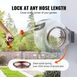 Retractable Hose Reel 1/2 In. Dia X 100 Ft. Garden Water Hose Reel With 9-Pattern Nozzle, 180° Swivel Bracket 13 Retractable Hose Reel 1/2 In. Dia X 100 Ft. Garden Water Hose Reel With 9-Pattern Nozzle, 180° Swivel Bracket -Patio Furniture Shop vevor garden hoses kssjgqhtsh100f02av0 1f 1000