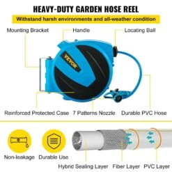 Retractable Hose Reel 1/2 In. X 75 Ft. Wall Mounted Garden Hose Reel With Swivel Bracket And 7 Pattern Nozzle Water Hose 13 Retractable Hose Reel 1/2 In. X 75 Ft. Wall Mounted Garden Hose Reel With Swivel Bracket And 7 Pattern Nozzle Water Hose -Patio Furniture Shop vevor garden hoses sss75ft12inchkxspv0 1f 1000
