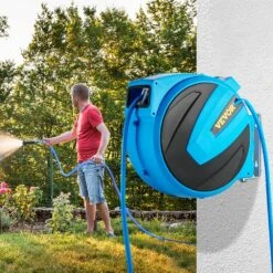 Retractable Hose Reel 5/8 In. X 90 Ft. Wall Mounted Garden Hose Reel With Swivel Bracket And 7 Pattern Nozzle Water Hose -Patio Furniture Shop vevor garden hoses sss90ft58inchxw0av0 31 1000