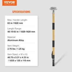 Drywall Flat Box Handle 40- 64 In. Anodized Aluminum Flat Finishing 5-Section Length Adjustable Handle Garden Trowel -Patio Furniture Shop vevor garden trowels gqpshsbyc4064mwtcv0 76 1000