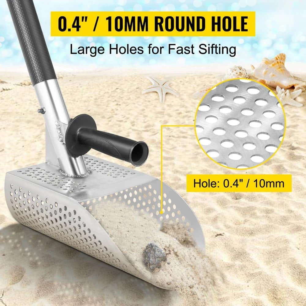 Metal Detector Sand Scoop 45.3 In. Garden Trowel Stainless Steel Metal Detecting Beach Sand Scoop 4 Metal Detector Sand Scoop 45.3 In. Garden Trowel Stainless Steel Metal Detecting Beach Sand Scoop - Image 2